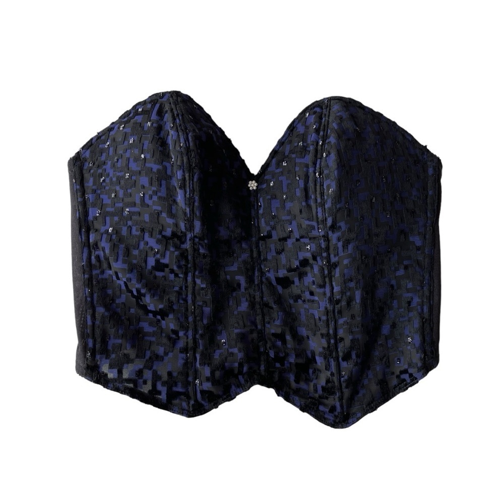 Kenko Corset cropped sweetheart neck size 34 A black purple pearl detail